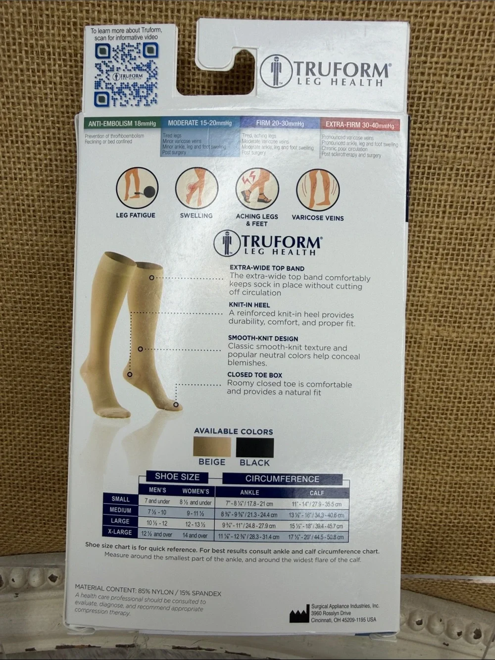 Truform Men’s Medical Compression Stockings - Beige, X-Large